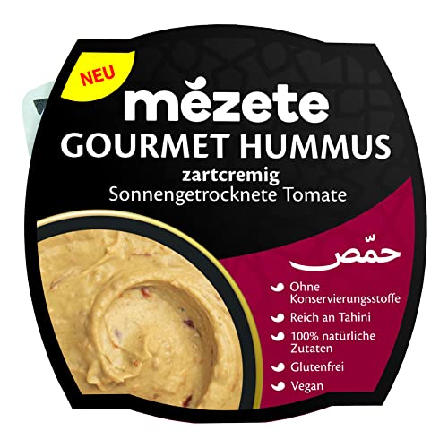 Mezete Jordanischer Original Hummus mit Sonnengetrockneten Tomaten – Vegan & Glutenfrei 1x 215g von mézete