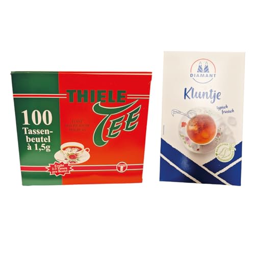 minafood-Set: 1 x Thiele Tee - Echter Ostfriesentee Teebeutel 100x1,5g - 150g + 1 Diamant - Kluntje Kandis weiß - 1kg von minafood