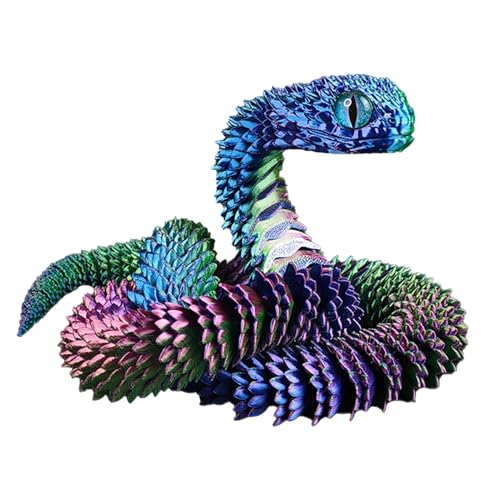 3D Snake Statue, Creative 3D Snake Decor, Desktop 3D Printed Snake, Multi-Jointed Snake Model, Hairless Snake Ornament, Snake Desk Decoration for Desk Decoration (Green, Blue) von mivceklw