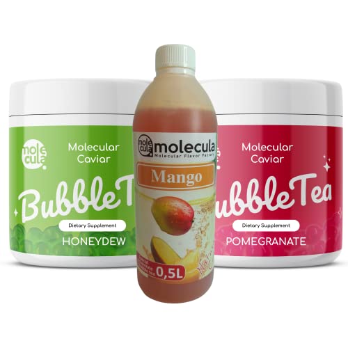 Bubble Tea Party Set | Bubble Tea Kit 2x Molekularer Kaviar + Sirup echte Fruchtsäfte - Weniger Zucker - 100% Vegan und Glutenfrei von molecula molecula Molekularna Fabryka Samku