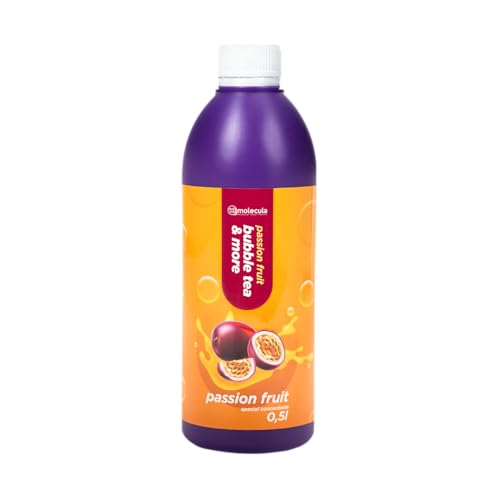 Sirup für Bubble Tea 0,5 l Passionsfrucht | Getränke sirup Konzentrat 500 ml | 100% vegan, glutenfrei, ohne künstliche Farbstoffe | Fruchtsirup für Bubbletea|Getränkesirup | für Desserts | von molecula molecula Molekularna Fabryka Samku