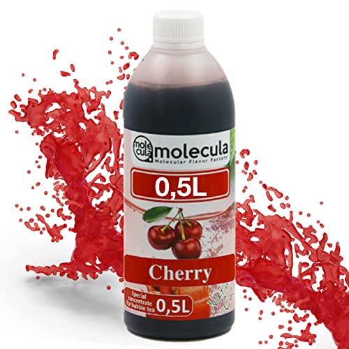 Sirup für Bubble Tea 0,5 l Kirsche - Cherry | Getränke sirup Konzentrat 500 ml | 100% vegan, glutenfrei, ohne künstliche Farbstoffe | Fruchtsirup für Bubbletea|Getränkesirup | für Desserts | von molecula molecula Molekularna Fabryka Samku