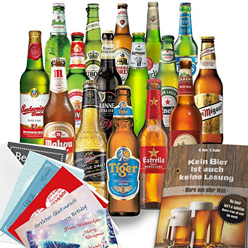 16x "BIERE DER WELT" - 16 Flaschen - Inkl. Geschenkkarten enthalten von monatsgeschenke.de