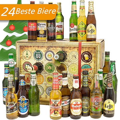 Bier Adventskalender Welt - tolles Geschenk für Männer - Adventskalender 2024 2025 - mit 24 Biersorten in FLASCHEN - Bier Adventskalender International - Weihnachtsgeschenke Bier für Männer von monatsgeschenke.de