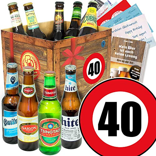 40. Geburtstag - Bier Set mit 9 Bieren der Welt - Bier Geschenke für Männer von monatsgeschenke.de