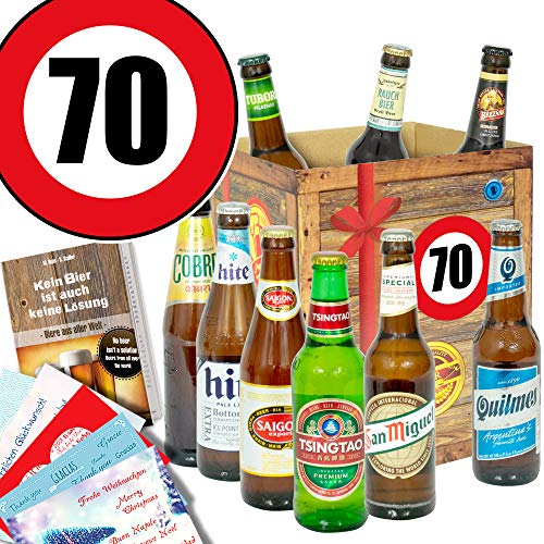 Biergeschenke zum 70 - Bierset + 9 Biere aus aller Welt - Geschenk Geburtstag von monatsgeschenke.de
