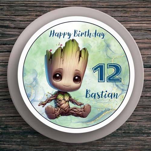 Tortenaufleger Geburtstag Baby-Groot #2 Name & Zahl (20cm) von muckki.de