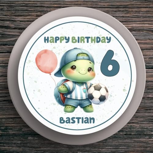 Tortenaufleger Geburtstag Fußball #11 Personalisiert Name & Zahl (20cm) Fondant Papier von muckki.de