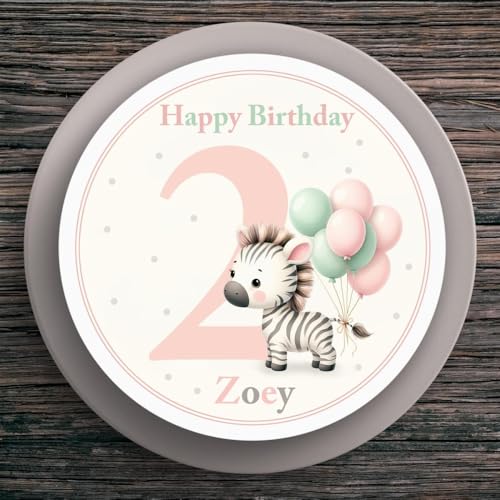 Tortenaufleger Geburtstag Zebras #2 Name & Zahl (20cm) von muckki.de