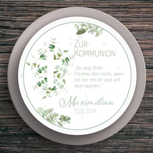 Tortenaufleger Kommunion Kreuz #1 Name & Datum (20cm) von muckki.de