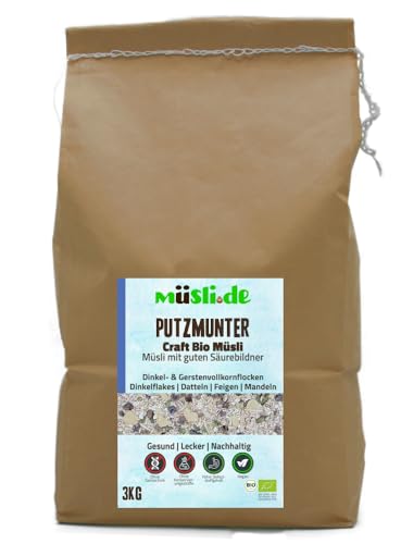 Basisches Putzmunter Müsli | müsli.de BIO Müsli 1x3kg, für eine vegane und basische Ernährung geeignet. Fruchtiger Geschmack! (3kg Beutel (1 Stück)) von müslide