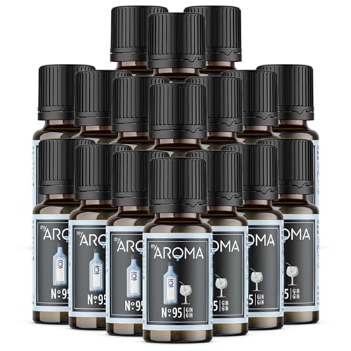 myAROMA flavour drops – Gin 17x10ml, flavour drops zuckerfrei, kalorienfrei & vegan, natürliches Lebensmittelaroma ohne künstliche Farbstoffe für Backen, Essen und Trinken, Nr. 95 von my AROMA