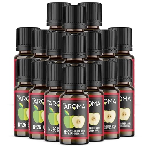 myAROMA flavour drops – Grüner Apfel 17x10ml, flavour drops zuckerfrei, kalorienfrei & vegan, natürliches Lebensmittelaroma ohne künstliche Farbstoffe für Backen, Essen und Trinken, Nr. 26 von my AROMA