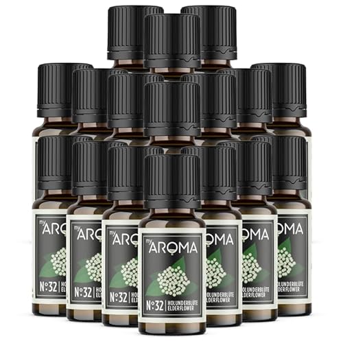 myAROMA flavour drops – Holunderblüte 17x10ml, flavour drops zuckerfrei, kalorienfrei & vegan, natürliches Lebensmittelaroma ohne künstliche Farbstoffe für Backen, Essen und Trinken, Nr. 32 von my AROMA