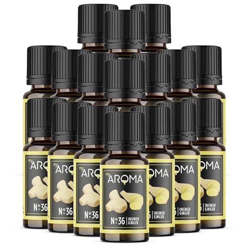 myAROMA flavour drops – Ingwer 17x10ml, flavour drops zuckerfrei, kalorienfrei & vegan, natürliches Lebensmittelaroma ohne künstliche Farbstoffe für Backen, Essen und Trinken, Nr. 36 von my AROMA