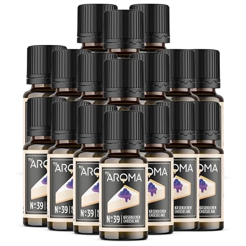 myAROMA flavour drops – Käsekuchen 17x10ml, flavour drops zuckerfrei, kalorienfrei & vegan, natürliches Lebensmittelaroma ohne künstliche Farbstoffe für Backen, Essen und Trinken, Nr. 39 von my AROMA