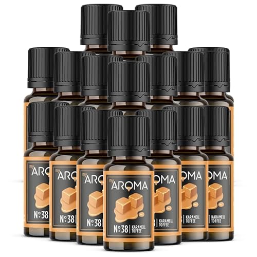 myAROMA flavour drops – Karamell 17x10ml, flavour drops zuckerfrei, kalorienfrei & vegan, natürliches Lebensmittelaroma ohne künstliche Farbstoffe für Backen, Essen und Trinken, Nr. 38 von my AROMA