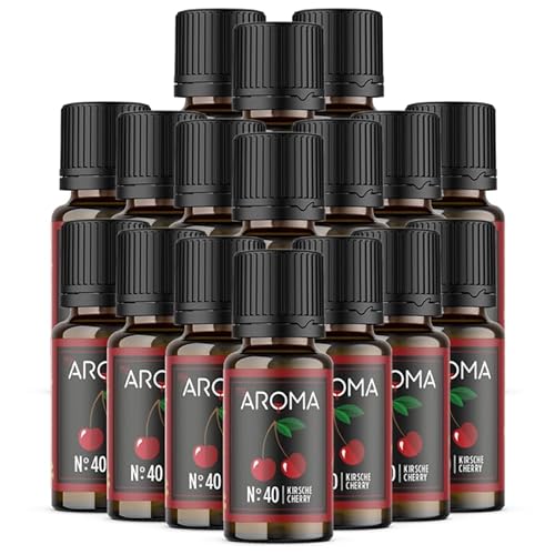 myAROMA flavour drops – Kirsche 17x10ml, flavour drops zuckerfrei, kalorienfrei & vegan, natürliches Lebensmittelaroma ohne künstliche Farbstoffe für Backen, Essen und Trinken, Nr. 40 von my AROMA