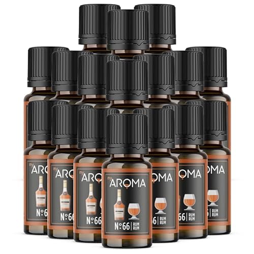 myAROMA flavour drops – Rum 17x10ml, flavour drops zuckerfrei, kalorienfrei & vegan, natürliches Lebensmittelaroma ohne künstliche Farbstoffe für Backen, Essen und Trinken, Nr. 66 von my AROMA