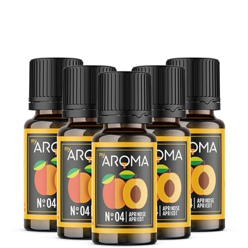 myAROMA flavour drops – Aprikose 5x10ml, flavour drops zuckerfrei, kalorienfrei & vegan, natürliches Lebensmittelaroma ohne künstliche Farbstoffe für Backen, Essen und Trinken, Nr. 04 von my AROMA