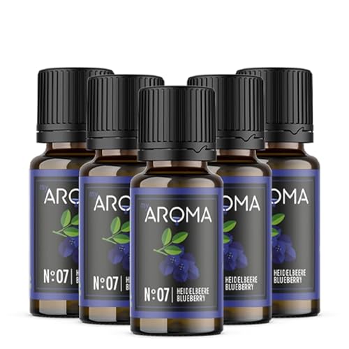 myAROMA flavour drops – Heidelbeere 5x10ml, flavour drops zuckerfrei, kalorienfrei & vegan, natürliches Lebensmittelaroma ohne künstliche Farbstoffe für Backen, Essen und Trinken, Nr. 07 von my AROMA