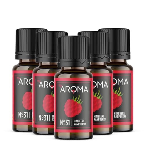 myAROMA flavour drops – Himbeere 5x10ml, flavour drops zuckerfrei, kalorienfrei & vegan, natürliches Lebensmittelaroma ohne künstliche Farbstoffe für Backen, Essen und Trinken, Nr. 31 von my AROMA