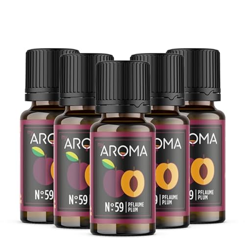 myAROMA flavour drops – Pflaume 5x10ml, flavour drops zuckerfrei, kalorienfrei & vegan, natürliches Lebensmittelaroma ohne künstliche Farbstoffe für Backen, Essen und Trinken, Nr. 59 von my AROMA