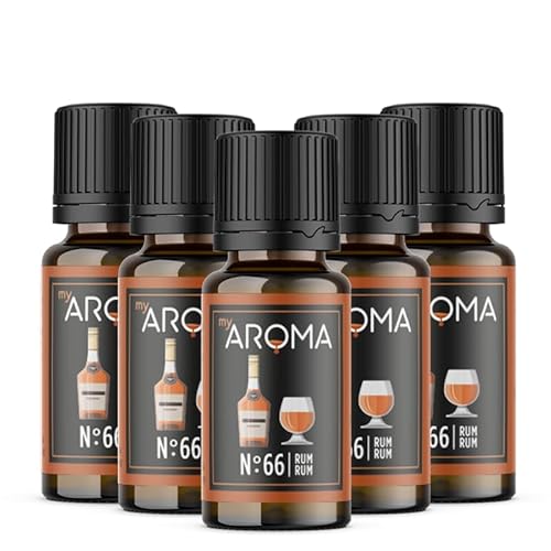 myAROMA flavour drops – Rum 5x10ml, flavour drops zuckerfrei, kalorienfrei & vegan, natürliches Lebensmittelaroma ohne künstliche Farbstoffe für Backen, Essen und Trinken, Nr. 66 von my AROMA