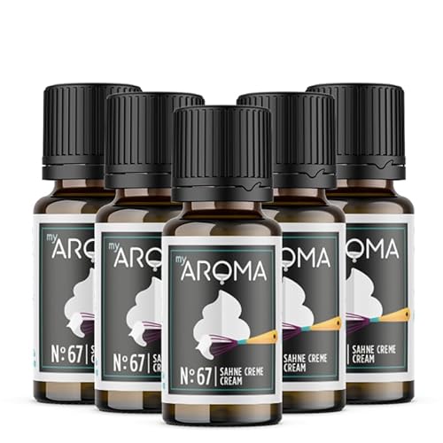 myAROMA flavour drops – Sahne Creme 5x10ml, flavour drops zuckerfrei, kalorienfrei & vegan, natürliches Lebensmittelaroma ohne künstliche Farbstoffe für Backen, Essen und Trinken, Nr. 67 von my AROMA