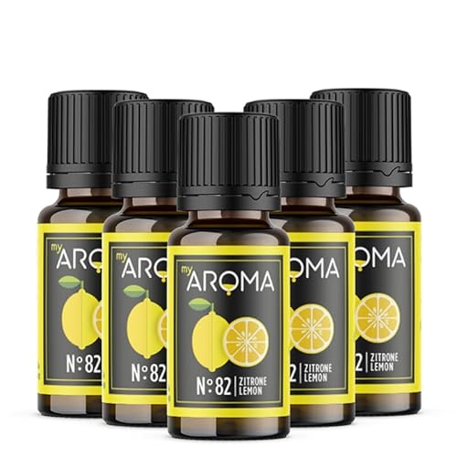 myAROMA flavour drops – Zitrone 5x10ml, flavour drops zuckerfrei, kalorienfrei & vegan, natürliches Lebensmittelaroma ohne künstliche Farbstoffe für Backen, Essen und Trinken, Nr. 82 von my AROMA