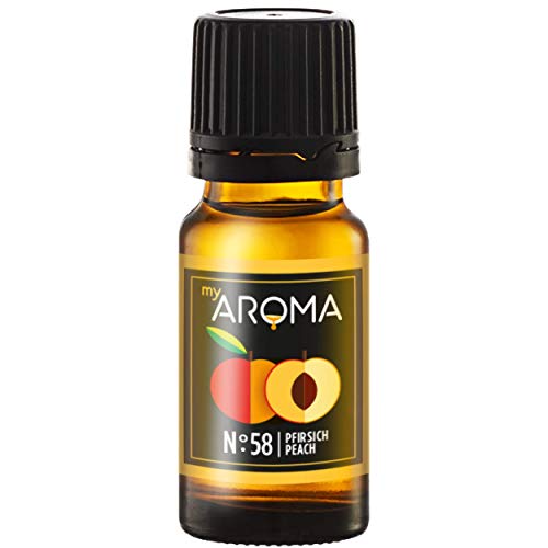 myAROMA | No. 58 (Pfirsich, 10 ml) | Rein natürliches Aroma | Geschmackstropfen für Wasser & Cocktails | Lebensmittelaroma zum Kochen & zum Backen | Kalorienfrei & ohne Zucker oder Süßung von my AROMA