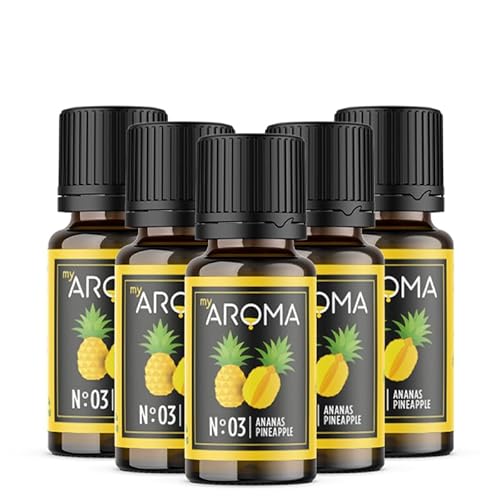 myAROMA flavour drops – Ananas 5x10ml, flavour drops zuckerfrei, kalorienfrei & vegan, natürliches Lebensmittelaroma ohne künstliche Farbstoffe für Backen, Essen und Trinken, Nr. 03 von my AROMA