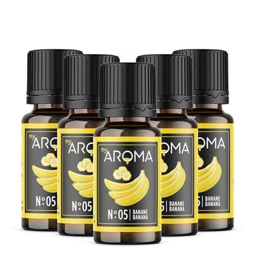 myAROMA flavour drops – Banane 5x10ml, flavour drops zuckerfrei, kalorienfrei & vegan, natürliches Lebensmittelaroma ohne künstliche Farbstoffe für Backen, Essen und Trinken, Nr. 05 von my AROMA