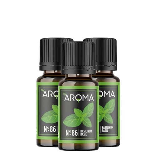 myAROMA flavour drops – Basilikum 3x10ml, flavour drops zuckerfrei, kalorienfrei & vegan, natürliches Lebensmittelaroma ohne künstliche Farbstoffe für Backen, Essen und Trinken, Nr. 86 von my AROMA