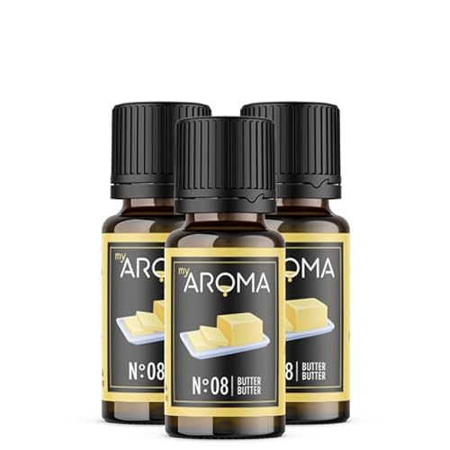 myAROMA flavour drops – Butter 3x10ml, flavour drops zuckerfrei, kalorienfrei & vegan, natürliches Lebensmittelaroma ohne künstliche Farbstoffe für Backen, Essen und Trinken, Nr. 08 von my AROMA