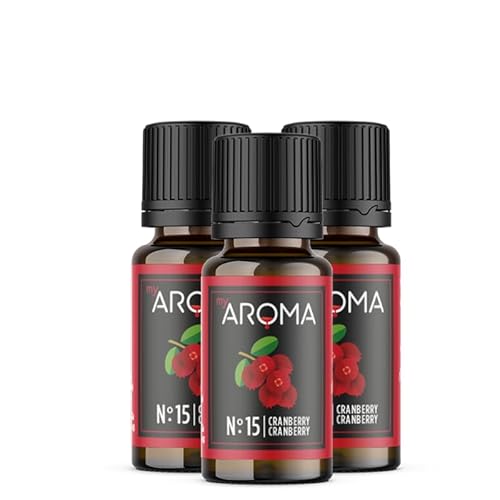 myAROMA flavour drops – Cranberry 3x10ml, flavour drops zuckerfrei, kalorienfrei & vegan, natürliches Lebensmittelaroma ohne künstliche Farbstoffe für Backen, Essen und Trinken, Nr. 15 von my AROMA