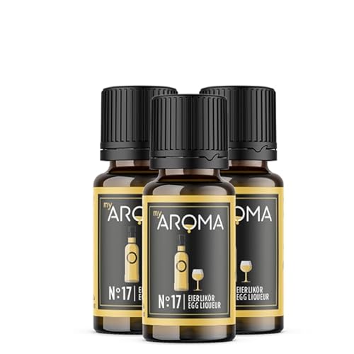 myAROMA flavour drops – Eierlikör 3x10ml, flavour drops zuckerfrei, kalorienfrei & vegan, natürliches Lebensmittelaroma ohne künstliche Farbstoffe für Backen, Essen und Trinken, Nr. 17 von my AROMA