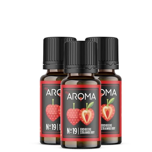 myAROMA flavour drops – Erdbeere 3x10ml, flavour drops zuckerfrei, kalorienfrei & vegan, natürliches Lebensmittelaroma ohne künstliche Farbstoffe für Backen, Essen und Trinken, Nr. 19 von my AROMA