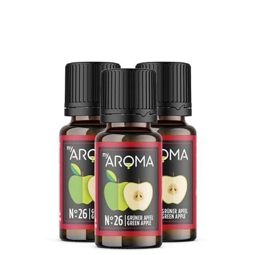 myAROMA flavour drops – Grüner Apfel 3x10ml, flavour drops zuckerfrei, kalorienfrei & vegan, natürliches Lebensmittelaroma ohne künstliche Farbstoffe für Backen, Essen und Trinken, Nr. 26 von my AROMA