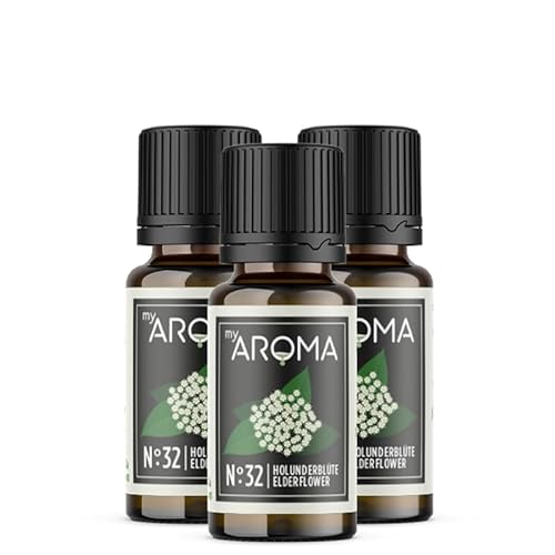 myAROMA flavour drops – Holunderblüte 3x10ml, flavour drops zuckerfrei, kalorienfrei & vegan, natürliches Lebensmittelaroma ohne künstliche Farbstoffe für Backen, Essen und Trinken, Nr. 32 von my AROMA