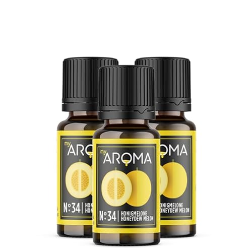 myAROMA flavour drops – Honigmelone 3x10ml, flavour drops zuckerfrei, kalorienfrei & vegan, natürliches Lebensmittelaroma ohne künstliche Farbstoffe für Backen, Essen und Trinken, Nr. 34 von my AROMA