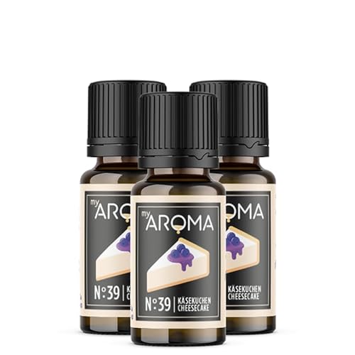 myAROMA flavour drops – Käsekuchen 3x10ml, flavour drops zuckerfrei, kalorienfrei & vegan, natürliches Lebensmittelaroma ohne künstliche Farbstoffe für Backen, Essen und Trinken, Nr. 39 von my AROMA