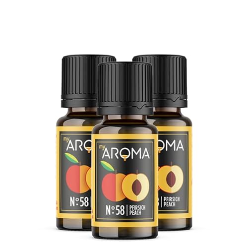 myAROMA flavour drops – Pfirsich 3x10ml, flavour drops zuckerfrei, kalorienfrei & vegan, natürliches Lebensmittelaroma ohne künstliche Farbstoffe für Backen, Essen und Trinken, Nr. 58 von my AROMA