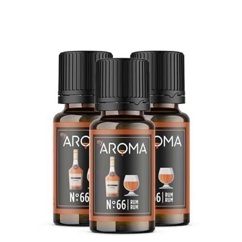 myAROMA flavour drops – Rum 3x10ml, flavour drops zuckerfrei, kalorienfrei & vegan, natürliches Lebensmittelaroma ohne künstliche Farbstoffe für Backen, Essen und Trinken, Nr. 66 von my AROMA