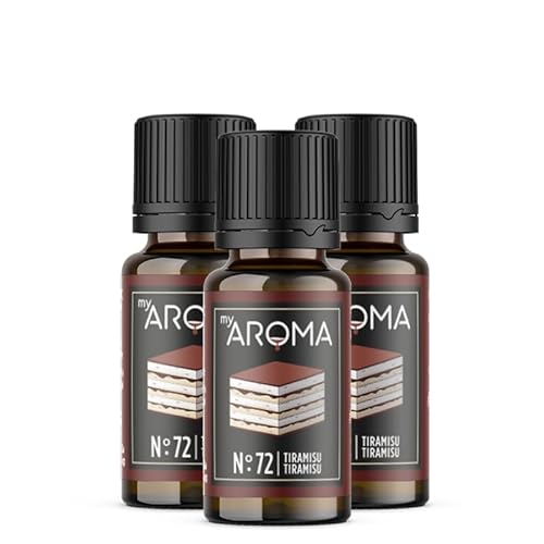 myAROMA flavour drops – Tiramisu 3x10ml, flavour drops zuckerfrei, kalorienfrei & vegan, natürliches Lebensmittelaroma ohne künstliche Farbstoffe für Backen, Essen und Trinken, Nr. 72 von my AROMA