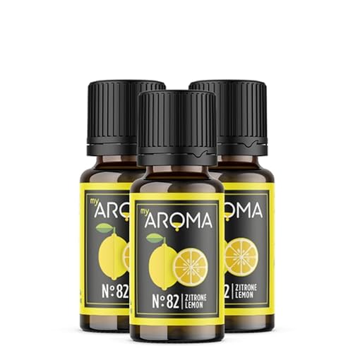 myAROMA flavour drops – Zitrone 3x10ml, flavour drops zuckerfrei, kalorienfrei & vegan, natürliches Lebensmittelaroma ohne künstliche Farbstoffe für Backen, Essen und Trinken, Nr. 82 von my AROMA