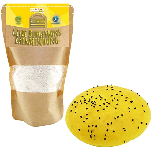 Gelbe Burgerbrötchen Backmischung vegan 350 g (9,40 €/kg) - Gelbe Burgerbuns von my-bakery