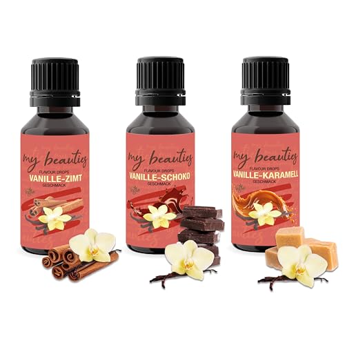 my beauties - Flavour Drops Bundle - Vanille Mix mit Karamell , Zimt & Schokolade - 3x 30 ml - Aroma Tropfen für Lebensmittel - zuckerfrei und kalorienarm von my beauties