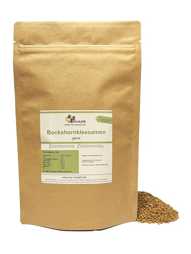 Bio Bockshornklee Samen ganz - Bockshorn-Tee - Bockshornkleesamen - ideal als Tee oder Gewürz - 100% naturrein - Bockshornkleesaat ohne Zusätze, vegan, Fenugreek Seeds Whole von my-mosaik (1000g) von my-mosaik