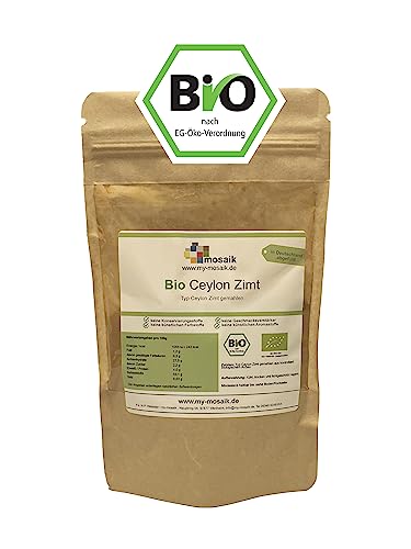 Bio Ceylon Zimt 100g gemahlen - Typ Ceylon - Premium Qualität, keimreduziert, glutenfrei, laktosefrei, laborgeprüft, vegan, Zimt 100% naturrein, schonend getrocknet und gemahlen (100g) von my-mosaik